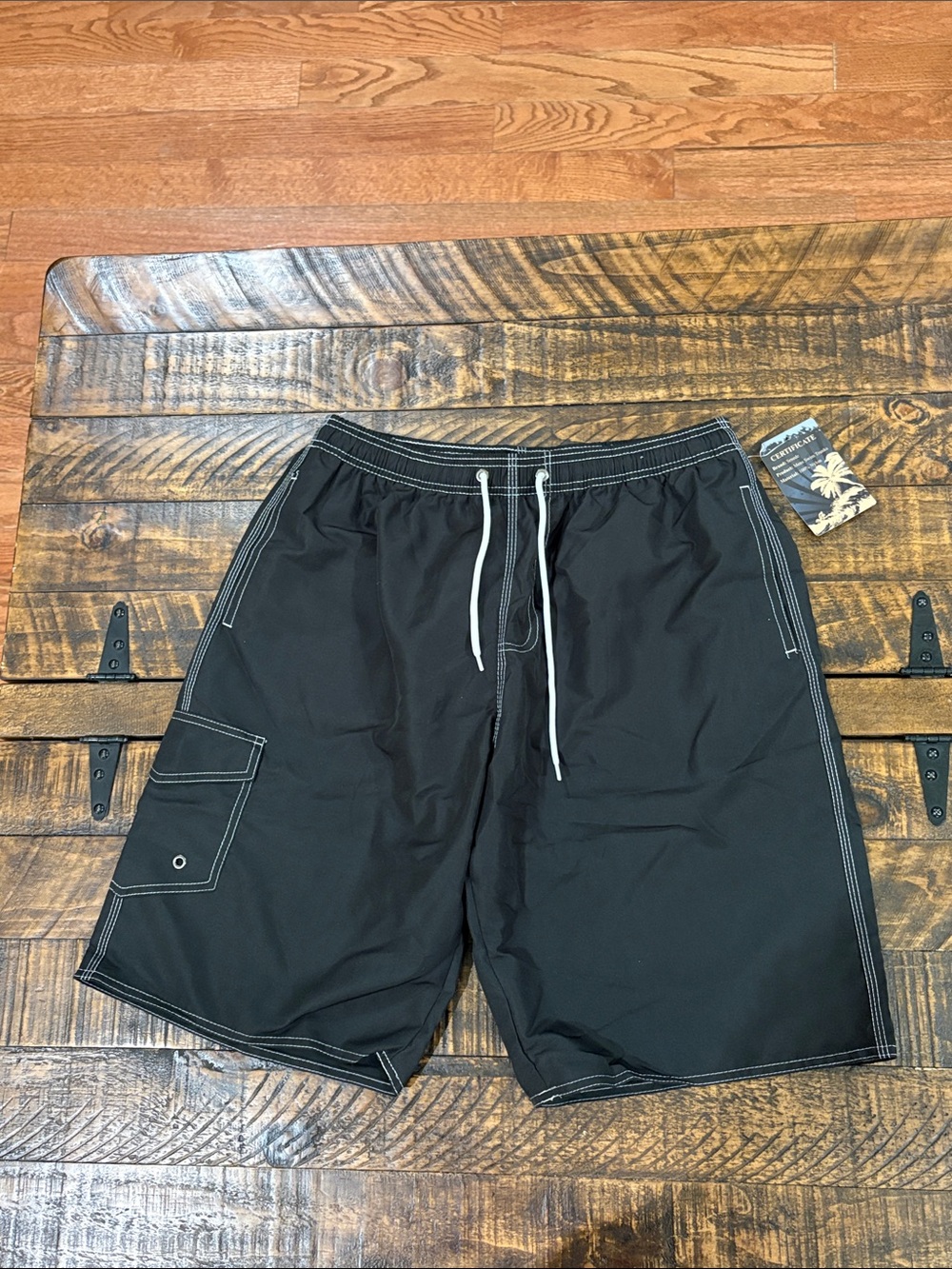 Black Men’s Swim Trunks with Contrast Stitching - Unbranded